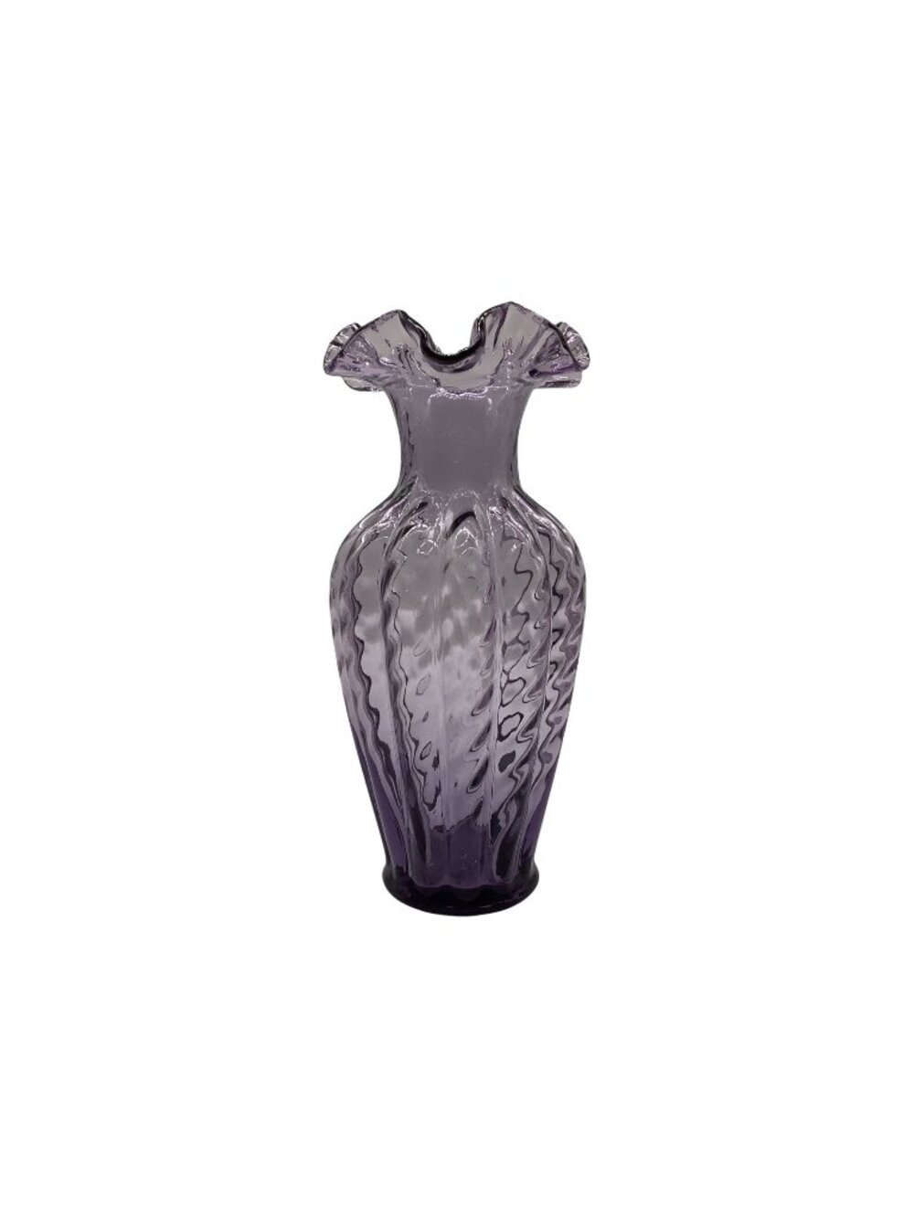 Fenton Violet Ribbed Melon Vase with Ruffled Rim